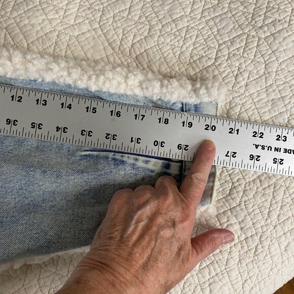 AEMI + Co Doro Denim Jacket Sherpa washed denim Size M Boutiques Boho Relaxed Fi - Picture 7 of 13